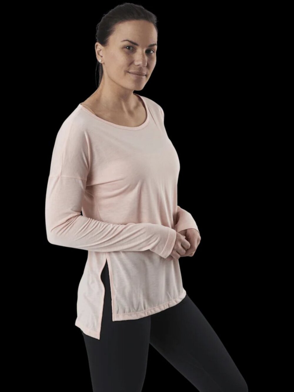 Nike Women's Dusty Pink Heather Dri-FIT Layer Lightweight Long Sleeve Top Size S